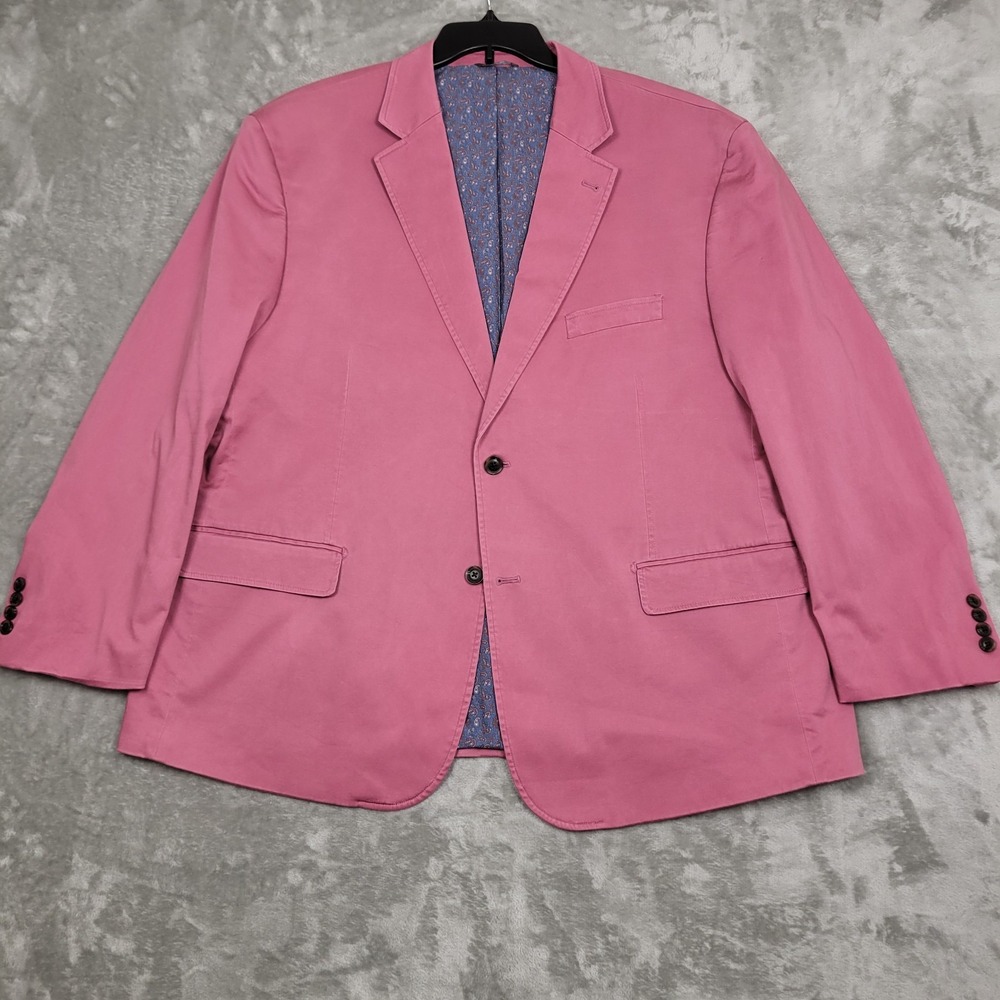 Oak Hill Blazer Men's 2XL 50/52 Pink Paisley Liner Two Button Sport Coat Jacket